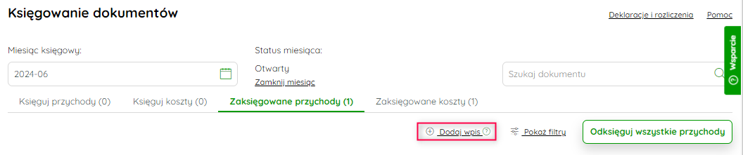 Ebiuro Dodawanie Wpisów Bezpośrednio Do Kpirewidencji Przychodów Oraz Rejestru Vat Wsparcie 7951